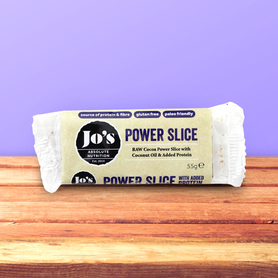 Jo's Absolute Nutrition Power Slice on a wooden table